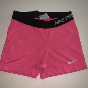 Pink 3” Nike Pro shorts